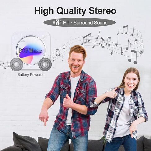 مشغل أقراص مضغوطة محمول يعمل بتقنية البلوتوث مع مكبرات صوت ستيريو هاي فاي للمنزل، مشغل أقراص مضغوطة قابل لإعادة الشحن مع شاشة LED وجهاز تحكم عن بعد، يدعم راديو CD/FM/بطاقة USB/بطاقة TF/AUX/مؤقت، أبيض. in Kuwait