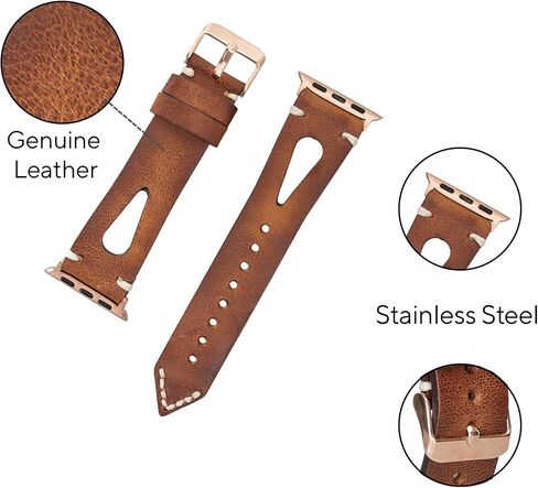 Leather Bands Compatible with Apple Watch Band 40 mm 38 mm 41 mm 42 mm 44 mm 45 mm 46 mm 49 mm Band For Women Straps For Men Handmade Crazy Horse Full Grain Genuine Leather Strap for iWatch Series 11 10 9 8 7 6 SE 3 2 1 Ultra 3 2 1 in Saudi Arabia