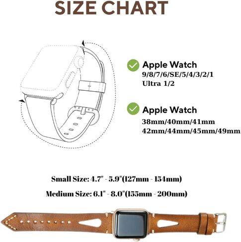 Leather Bands Compatible with Apple Watch Band 40 mm 38 mm 41 mm 42 mm 44 mm 45 mm 46 mm 49 mm Band For Women Straps For Men Handmade Crazy Horse Full Grain Genuine Leather Strap for iWatch Series 11 10 9 8 7 6 SE 3 2 1 Ultra 3 2 1 in Saudi Arabia