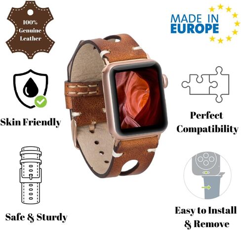 Leather Bands Compatible with Apple Watch Band 40 mm 38 mm 41 mm 42 mm 44 mm 45 mm 46 mm 49 mm Band For Women Straps For Men Handmade Crazy Horse Full Grain Genuine Leather Strap for iWatch Series 11 10 9 8 7 6 SE 3 2 1 Ultra 3 2 1 in Saudi Arabia