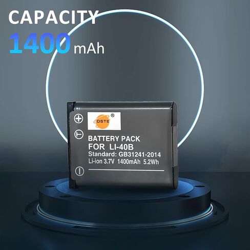 DSTE Replacement for 2X LI-40B Battery + Rapid Dual Battery Charger with Micro USB Cable Compatible Olympus D-630 725 IR-300 FE-150 160 230 Camera as LI-42B NP-45 KLIC-7006 EN-EL10 D-Li108 in Saudi Arabia