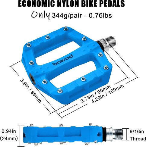 MTB Bike Pedals, Wide and Lightweight Gravel Bike Pedals, Nylon Composite Flat Platform Mountain Bike Pedals, Non-Slip Road Bicycle Pedals w 20 Cleats for 9/16" MTB Cycling Bike Pedal Replace in Saudi Arabia