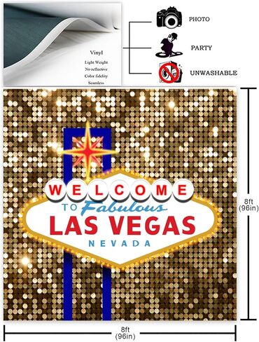 خلفية حفلة Avezano Las Vegas لتزيين أعياد الميلاد مرحبًا بكم في Las Vegas رائع كازينو ليلة البوكر حفلة التصوير الفوتوغرافي خلفية الذهب الفاخرة حفلة موسيقية زي اللباس حفلة Photobooth (7x5ft) in Kuwait