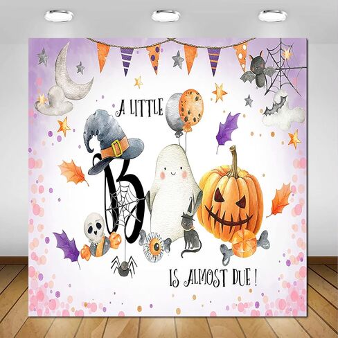 Avezano Halloween Baby Shower Backdrop Neutral Halloween Pumpkin Baby Shower Decorations Photo Backdrops A Little Boo is Almost Due Baby Shower Party Photoshoot Backdrops (7x5ft) in Saudi Arabia