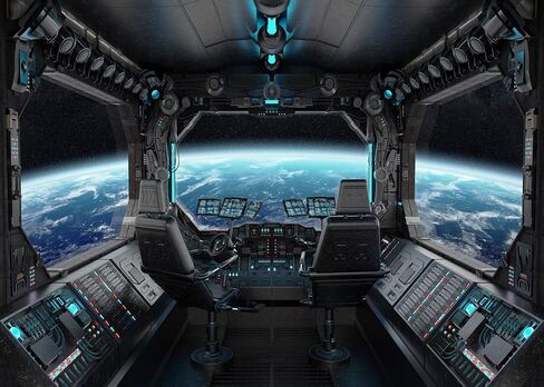 LYWYGG 7x5ft Vinyl Spaceship Interior Background Futuristic Science Fiction Photography Backdrops Spacecraft Cabin Photo Shoot Studio Props Astronomy Universe Galaxy Outer Space Station CP-37-0705 in Saudi Arabia