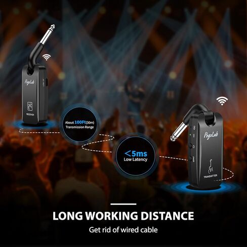 UHF Wireless Guitar System with BT Function, Rechargeable Guitar Wireless Transmitter Receiver, 6.35mm & 3.5mm 2 in 1 Plug, 35 Channels Digital Audio System for Electric Guitars, Bass in Saudi Arabia