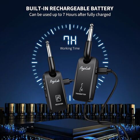 UHF Wireless Guitar System with BT Function, Rechargeable Guitar Wireless Transmitter Receiver, 6.35mm & 3.5mm 2 in 1 Plug, 35 Channels Digital Audio System for Electric Guitars, Bass in Saudi Arabia