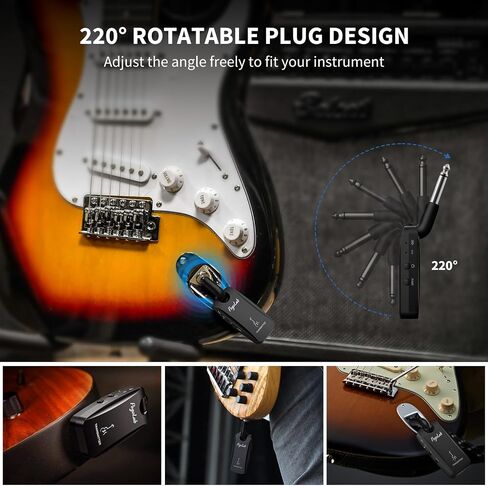 UHF Wireless Guitar System with BT Function, Rechargeable Guitar Wireless Transmitter Receiver, 6.35mm & 3.5mm 2 in 1 Plug, 35 Channels Digital Audio System for Electric Guitars, Bass in Saudi Arabia