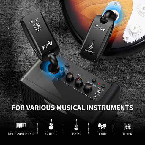 UHF Wireless Guitar System with BT Function, Rechargeable Guitar Wireless Transmitter Receiver, 6.35mm & 3.5mm 2 in 1 Plug, 35 Channels Digital Audio System for Electric Guitars, Bass in Saudi Arabia