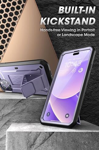 حافظة SUPCASE Unicorn Beetle Pro لهاتف iPhone 14 Pro 6.1 بوصة، مع واقي شاشة مدمج ومسند ومشبك حزام شديد التحمل (أسود) in Saudi Arabia