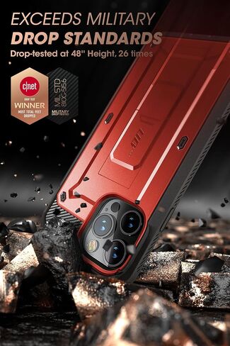 حافظة SUPCASE Unicorn Beetle Pro لهاتف iPhone 14 Pro 6.1 بوصة، مع واقي شاشة مدمج ومسند ومشبك حزام شديد التحمل (أسود) in Saudi Arabia