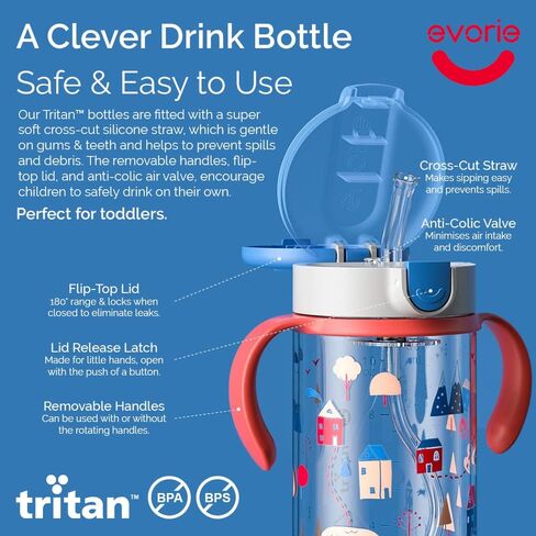 كوب إيفوري تريتان المضاد للانسكاب للأطفال مع قش سيليكون، زجاجة مياه مقاومة للانسكاب للأطفال من عمر 1-4 سنوات، 10 أونصة، مقابض قابلة للإزالة، مثالية للمدرسة (الأرنب الوردي) in Kuwait