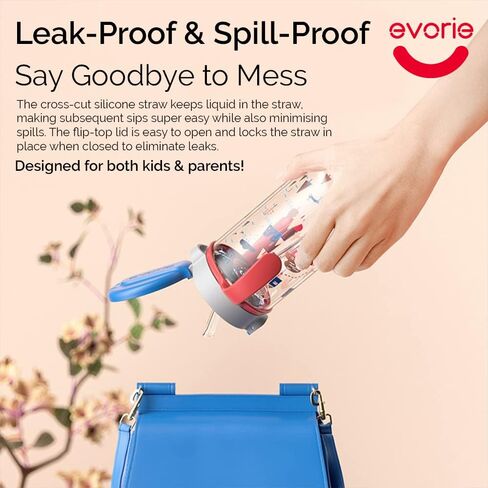 كوب إيفوري تريتان المضاد للانسكاب للأطفال مع قش سيليكون، زجاجة مياه مقاومة للانسكاب للأطفال من عمر 1-4 سنوات، 10 أونصة، مقابض قابلة للإزالة، مثالية للمدرسة (الأرنب الوردي) in Kuwait
