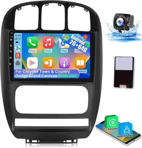 [2+64G] Car Radio for Chrysler Town & Country Dodge Grand Caravan 2001-2007 - Wireless Carplay and Android Auto - 10.1 Inch Touchscreen Android Stereo - Multiple UI/GPS/WiFi + AHD Backup Camera in Saudi Arabia