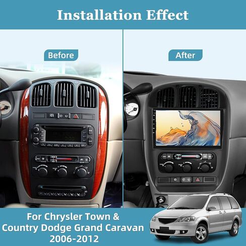 [2+64G] Car Radio for Chrysler Town & Country Dodge Grand Caravan 2001-2007 - Wireless Carplay and Android Auto - 10.1 Inch Touchscreen Android Stereo - Multiple UI/GPS/WiFi + AHD Backup Camera in Saudi Arabia