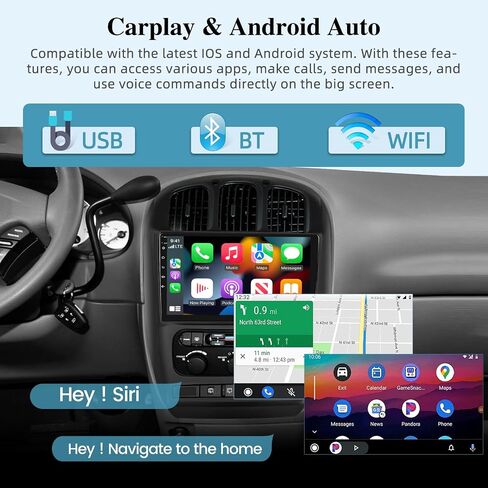 [2+64G] Car Radio for Chrysler Town & Country Dodge Grand Caravan 2001-2007 - Wireless Carplay and Android Auto - 10.1 Inch Touchscreen Android Stereo - Multiple UI/GPS/WiFi + AHD Backup Camera in Saudi Arabia