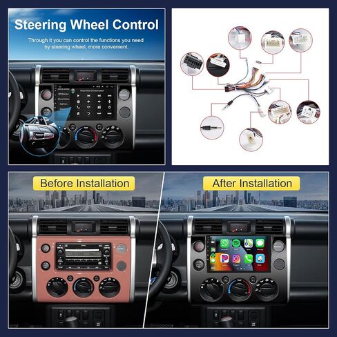 Hodozzy Android Car Radio for Toyota FJ Cruiser 2006-2023، Carplay Android Auto Mirror Link، 32GB 9 بوصة تعمل باللمس GPS Bluetooth WiFi FM RDS HiFi SWC، كاميرا احتياطية مزدوجة Din لتويوتا FJ Cruiser in Saudi Arabia