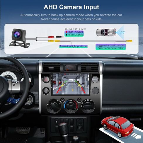 Hodozzy Android Car Radio for Toyota FJ Cruiser 2006-2023، Carplay Android Auto Mirror Link، 32GB 9 بوصة تعمل باللمس GPS Bluetooth WiFi FM RDS HiFi SWC، كاميرا احتياطية مزدوجة Din لتويوتا FJ Cruiser in Saudi Arabia