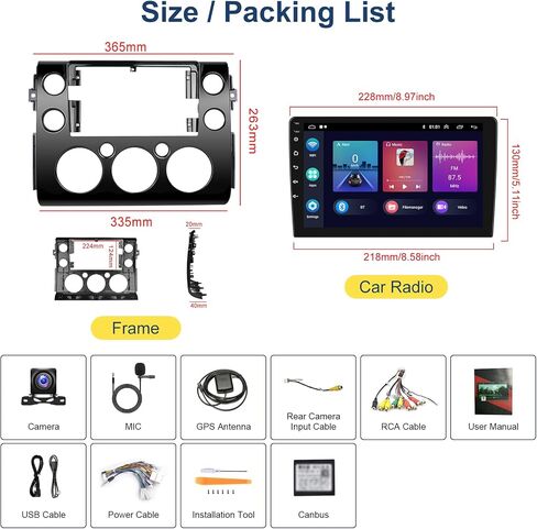 Hodozzy Android Car Radio for Toyota FJ Cruiser 2006-2023، Carplay Android Auto Mirror Link، 32GB 9 بوصة تعمل باللمس GPS Bluetooth WiFi FM RDS HiFi SWC، كاميرا احتياطية مزدوجة Din لتويوتا FJ Cruiser in Saudi Arabia