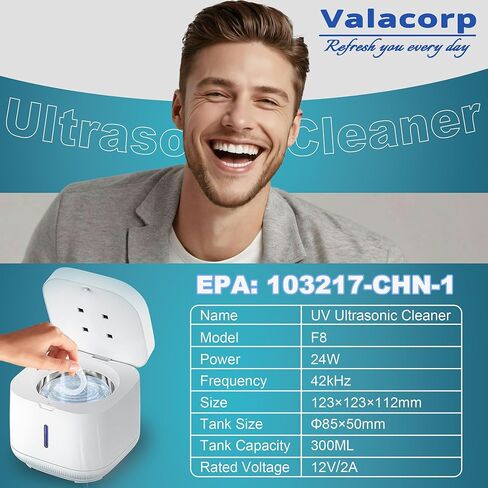 Ultrasonic Cleaner Machine 42kHz,Retainer Cleaning Box,For Dentures, Aligners, Braces，Denture Bath,Night Guard(300ml White) in Saudi Arabia