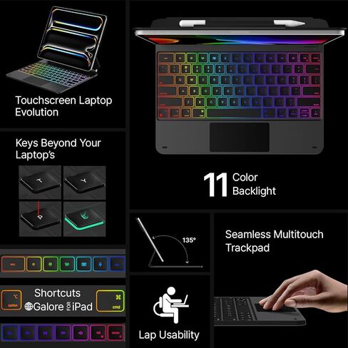 typecase Keyboard Case for iPad Pro 13 M4 2024,Backlit Keyboard Case,Built-in Trackpad,Easy-Set Magnetic Stand,Black in Saudi Arabia
