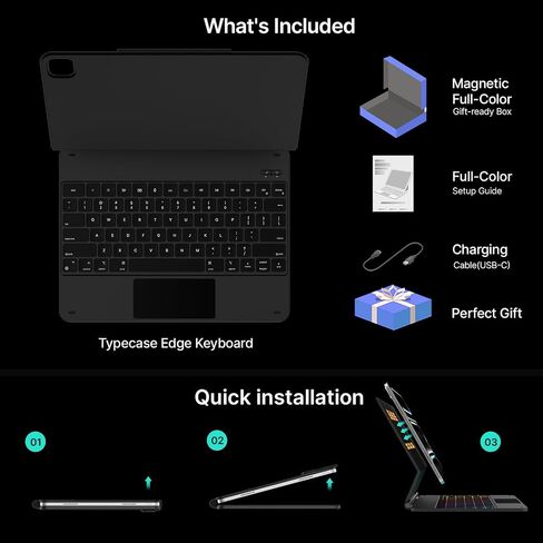 typecase Keyboard Case for iPad Pro 13 M4 2024,Backlit Keyboard Case,Built-in Trackpad,Easy-Set Magnetic Stand,Black in Saudi Arabia