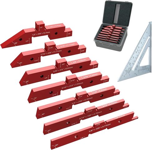 8 Pcs Router Table Setup Bars, Precision Setup Blocks Height Gauge Set and Angle Woodworking Set Up for Router Table Saw Accessories and 7" Rafter Square, Aluminum in Saudi Arabia