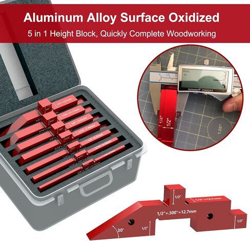 8 Pcs Router Table Setup Bars, Precision Setup Blocks Height Gauge Set and Angle Woodworking Set Up for Router Table Saw Accessories and 7" Rafter Square, Aluminum in Saudi Arabia