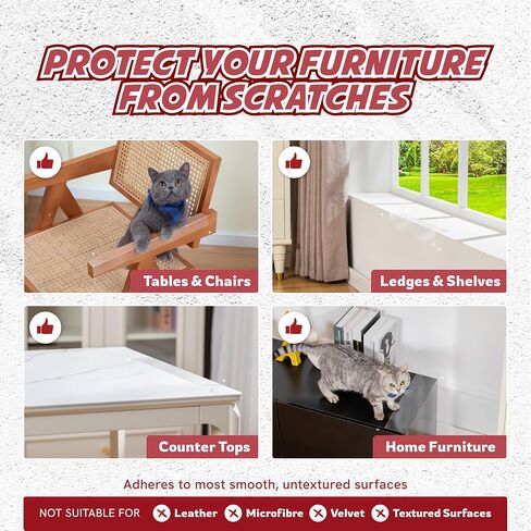 Panther Armor Anti Scratch Furniture Protector, 2X Rolls, Window Sill Protector, Furniture Scratch Guards for Cats, Furniture Protectors from Cats Scratching, 4in x 20ft in Saudi Arabia
