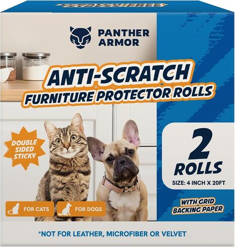 Panther Armor Anti Scratch Furniture Protector, 2X Rolls, Window Sill Protector, Furniture Scratch Guards for Cats, Furniture Protectors from Cats Scratching, 4in x 20ft in Saudi Arabia