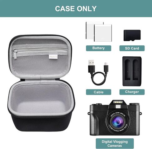 MOSISO Camera Case Compatible with Ossyl/VETEK/VJIANGER/SuperiorTek/LUCKYCAM/WIKICO 4K Digital Vlogging Cameras for Youtube, Shockproof Protective Storage Bag with Handle, Black in Saudi Arabia