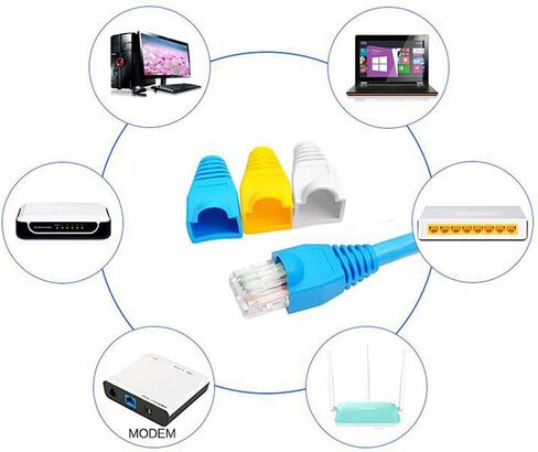 lasenersm 50 قطعة شبكة إيثرنت RJ45 كابل موصل غطاء شبكة كريستال غطاء حماية الرأس الأحذية غطاء رأس كريستال غمد (متعدد الألوان) in Saudi Arabia