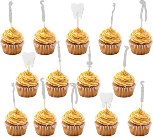 Firefairy Dental Hygienist Graduation Cupcake Toppers, Dental Hygienist Retirement Cupcake Toppers Dentist DDS RDH Graduation, Tooth Party Decorations for Office, 24Pcs in Saudi Arabia