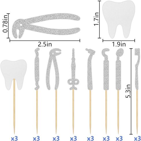 Firefairy Dental Hygienist Graduation Cupcake Toppers, Dental Hygienist Retirement Cupcake Toppers Dentist DDS RDH Graduation, Tooth Party Decorations for Office, 24Pcs in Saudi Arabia