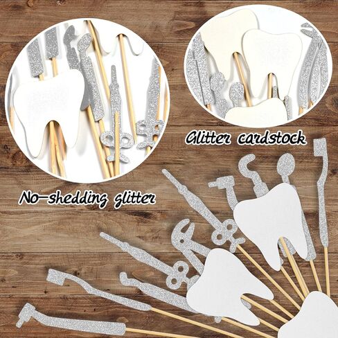 Firefairy Dental Hygienist Graduation Cupcake Toppers, Dental Hygienist Retirement Cupcake Toppers Dentist DDS RDH Graduation, Tooth Party Decorations for Office, 24Pcs in Saudi Arabia