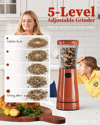 Electric Salt and Pepper Grinder Set with Storage Base, Stainless Steel Rechargeable Salt and Pepper Grinder Set with 4.5oz Large Capacity, 1.8" Wide Mouth, Adjustable Coarseness, Ideal for Kitchen in Kuwait