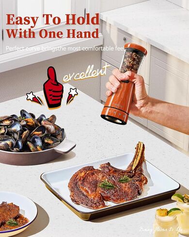 Electric Salt and Pepper Grinder Set with Storage Base, Stainless Steel Rechargeable Salt and Pepper Grinder Set with 4.5oz Large Capacity, 1.8" Wide Mouth, Adjustable Coarseness, Ideal for Kitchen in Kuwait