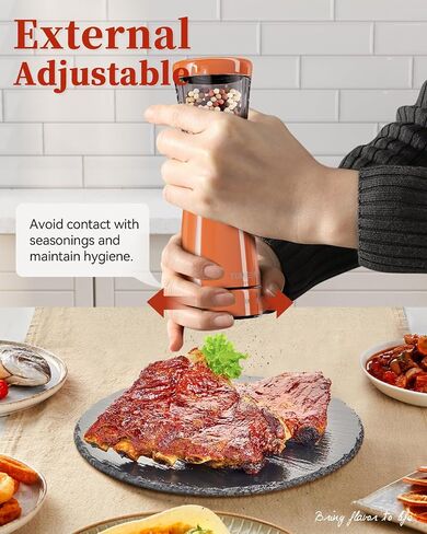 Electric Salt and Pepper Grinder Set with Storage Base, Stainless Steel Rechargeable Salt and Pepper Grinder Set with 4.5oz Large Capacity, 1.8" Wide Mouth, Adjustable Coarseness, Ideal for Kitchen in Kuwait