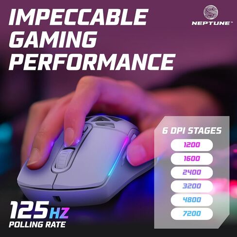 Neptune Blade Ergonomic Lightweight Gaming Mouse | LED Gaming Mouse with Excellent Performance | Wired Gaming Mouse w/USB Windows & MacOS Compatibility | Corded Mouse with Backlight Effects (White) in Saudi Arabia