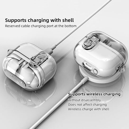 [3 in 1] TSVSXS Lock Case Compatible with Samsung Galaxy Buds3 Pro/Galaxy Buds3(2024) with Cleaning Kit & Keychain, Clear Shockproof Wireless Charging Protective Cover in Saudi Arabia