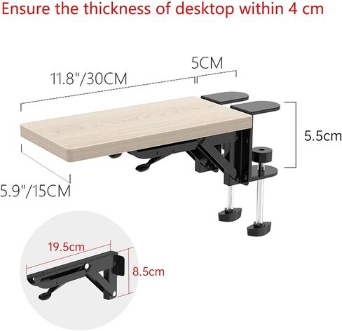 Ergonomic Desk Extension Tray, 75x24cm, Clamp Without Punch, Keyboard Drawer Tray, Computer Armrest Table Stand in Kuwait