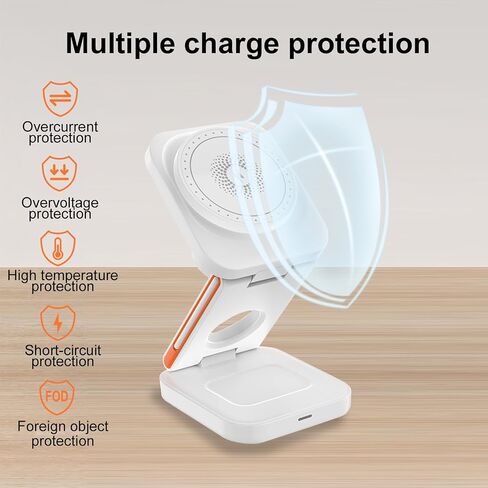 EFAITHFIX 3 in 1 Wireless Charging Station Foldable Fast Wireless Charger Magnetic Wireless Charging Stand for iPhone 15 14 13 12 Pro Max for Apple Watch 9 8 7 6 5 4 3 2 SE for AirPods 3 2 Pro (White) in Saudi Arabia