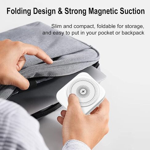 EFAITHFIX 3 in 1 Wireless Charging Station Foldable Fast Wireless Charger Magnetic Wireless Charging Stand for iPhone 15 14 13 12 Pro Max for Apple Watch 9 8 7 6 5 4 3 2 SE for AirPods 3 2 Pro (White) in Saudi Arabia