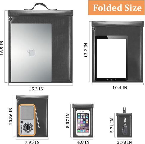 4 Pack Faraday Bags, Faraday Bag for Laptops & Tablets & Phones & Car Keys, Anti-Tracking Faraday Key Fob Protector, Waterproof & Fireproof Faraday Bag (2000℉), RFID Signal Blocker Faraday Pouch in Kuwait