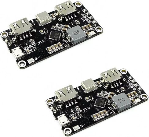 2 قطعة IP5328P بطارية USB مزدوجة باور بانك ثنائي الاتجاه 18 وات وحدة شحن سريع اللوحة الأم للطاقة المتنقلة 3.7 فولت إلى 5 فولت 9 فولت 12 فولت جهد معزز QC3.0 FCP AFC MET SFCP شحن سريع من النوع C in Kuwait