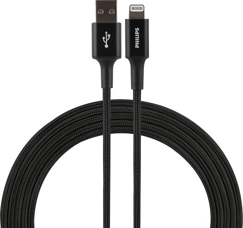 Philips Wall Charger Charging Kit, 2 Port, 12W, USB-A to Lightning Cable, for iPhone 12/11/Pro/Max/XS/XR/X/8, Ipad Pro, Samsung Galaxy S21/S10/S9/Plus, Google Pixel 5/C/3/2/XL, Black, DLP6212V/37 in Saudi Arabia