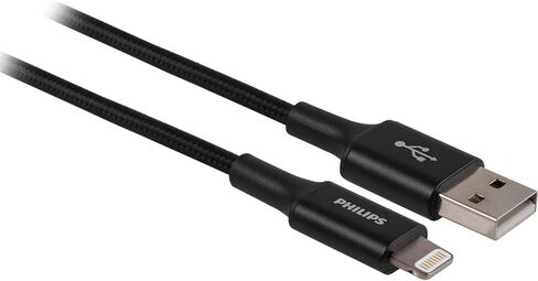 Philips Wall Charger Charging Kit, 2 Port, 12W, USB-A to Lightning Cable, for iPhone 12/11/Pro/Max/XS/XR/X/8, Ipad Pro, Samsung Galaxy S21/S10/S9/Plus, Google Pixel 5/C/3/2/XL, Black, DLP6212V/37 in Saudi Arabia