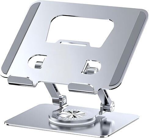 Tablet Stand, 360 Rotating Portable Aluminum Adjustable Folding Tablet Stand Holder for I Pad, Tablet, Smartphones, Flexible Rotation Stand for Bad, Table, Office, Home Floor Stand (Grey) in Saudi Arabia