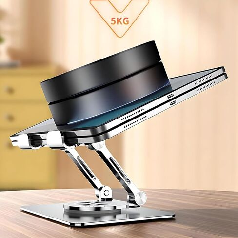 Tablet Stand, 360 Rotating Portable Aluminum Adjustable Folding Tablet Stand Holder for I Pad, Tablet, Smartphones, Flexible Rotation Stand for Bad, Table, Office, Home Floor Stand (Grey) in Saudi Arabia