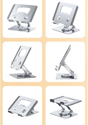 Tablet Stand, 360 Rotating Portable Aluminum Adjustable Folding Tablet Stand Holder for I Pad, Tablet, Smartphones, Flexible Rotation Stand for Bad, Table, Office, Home Floor Stand (Grey) in Saudi Arabia